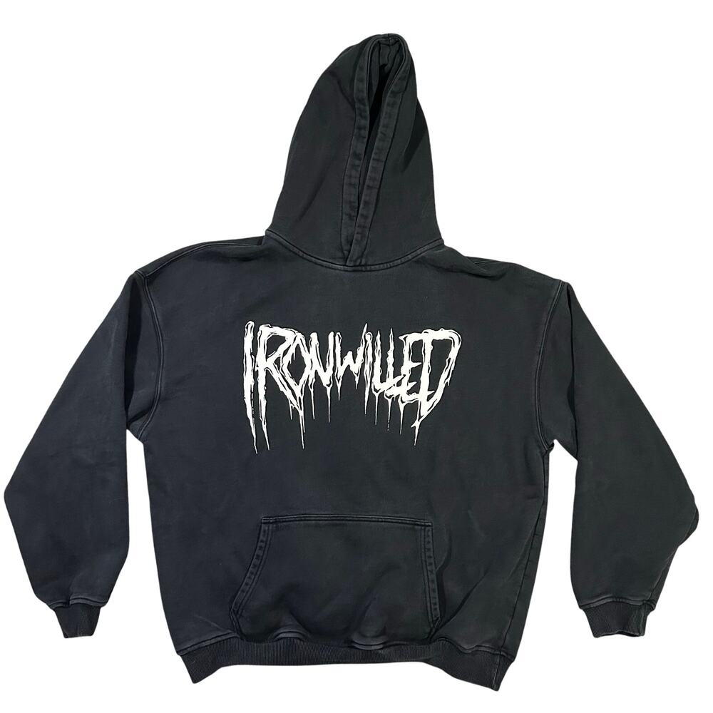 IRONWILLED Hoodie Sweatshirt Men’s XL Body Building Gym Heavyweight Spell Out